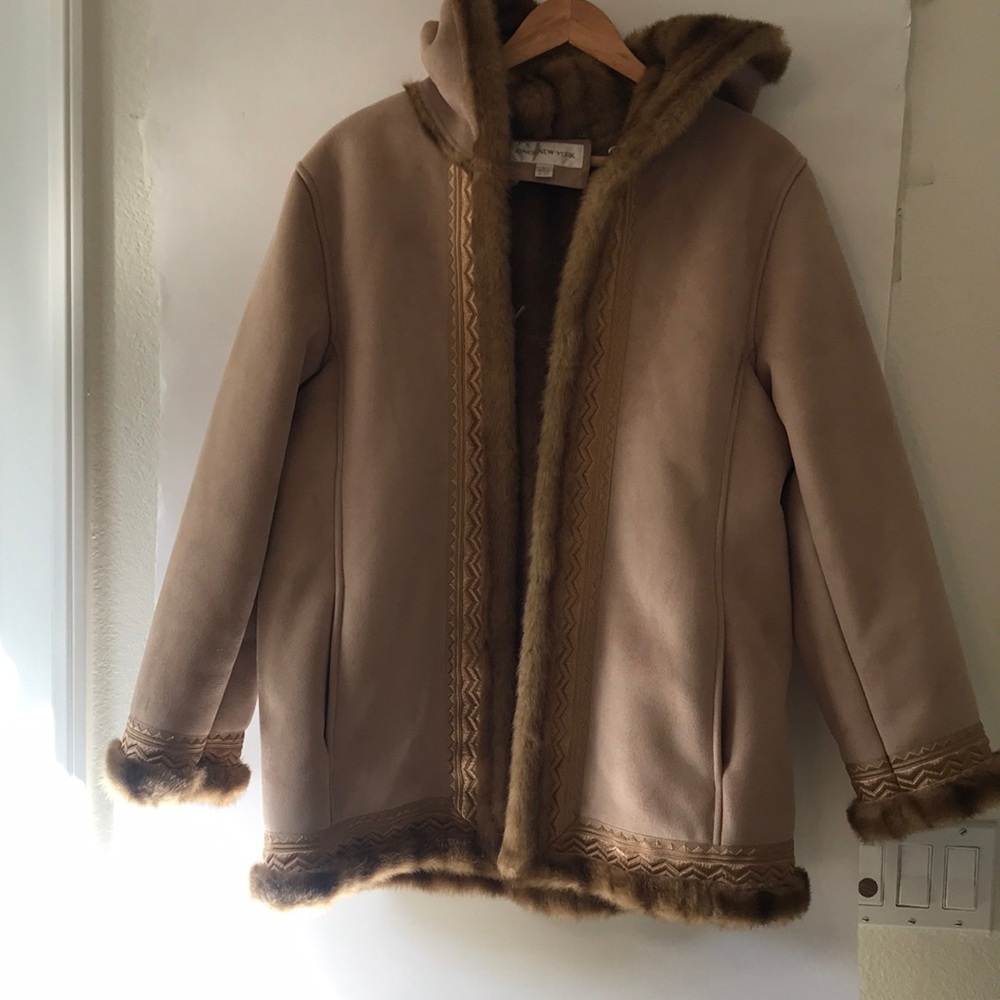 Jones New York Suede and Faux Fur Coat - Like New